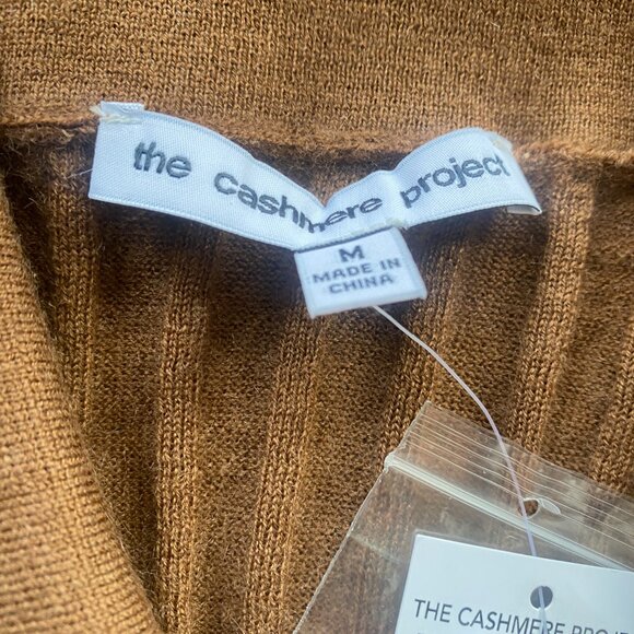 NWT The Cashmere Project Ribbed Polo Sweater in Deep Saddle, Size M - Picture 4 of 7